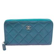 Pre-owned Bla skinn Chanel lommebok