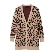 Leopardmønstret V-Hals Cardigan