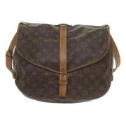 Pre-owned Brunt lerret Louis Vuitton Saumur