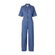 Denim Marine Jumpsuit med Vide Ben