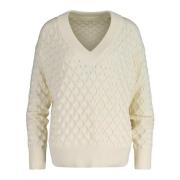 Textured Knit V-Neck - Cream