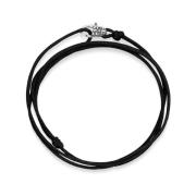 Black Wrap-Around String Bracelet with Sterling Silver Lock