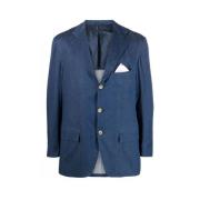 Ocean Blue Stretch-Bomull Blazer