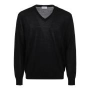 Sort V-hals Pullover Genser