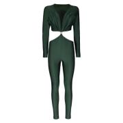 Lycra Jumpsuit med Dyp Halsutringning