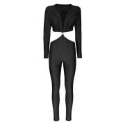 Lycra Jumpsuit med Dyp Halsutringning