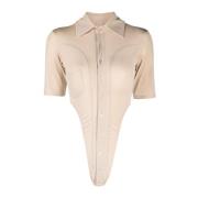 Champagne Kortermet Bodybluse