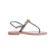 Bronse og Blå Rhinestone Flip Flops