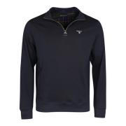 Marineblå Half Zip Pullover med Børstet Finish