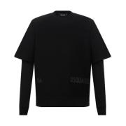 Sort Logo Sweatshirt, Lang Erme, 100% Bomull