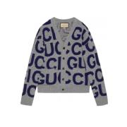 Intarsia Ull Cardigan med Logo