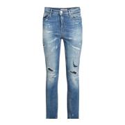 Kvinner Skinny Denim Blå Jeans