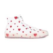 Hvit/Rød Heart Logo High-Top Sneakers