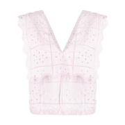 Bomull Crop Top i Rosa