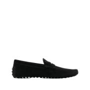 Tidløse svarte skinn slip-on loafers