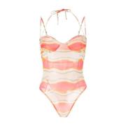 Grafisk Print Mesh Bodysuit