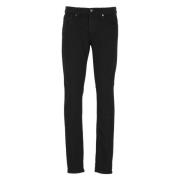 Sorte Slim-Fit Jeans med Metallmonogram