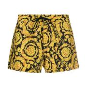 Sorte Barocco-Print Badeshorts