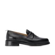 Sorte Slip-On Loafers i Pebble-Grain