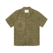 Green Les Deux Lesley Paisley Ss Shirt - Surplus Green Skjorter