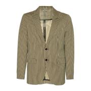 Svart Peak Lapel Piquet Premium Jakke