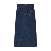 Denim Ganni Rinse Stitch Denim Maxi Skirt Skjørt