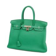 Pre-owned Hermes Birkin i gront skinn