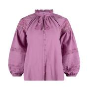 Mauve Luna Bluse med Blonde Detaljer