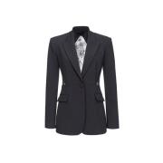 Svart Stretch Crepe Blazer med Blondeinnsats