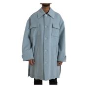 Lys Blå Ull Trench Coat Jakke