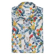 Hvit Blomsterprint Slim Fit Skjorte