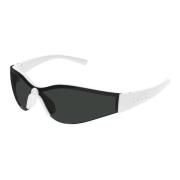 Sporty Semi-Rimless Solbriller Hvit/Grå