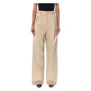 Beige Flared Chino Bukser Aw23