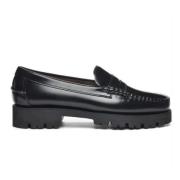 Sorte Slip-On Mocassino Sko i Lær