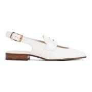 Hvite Skinn Penny Loafers