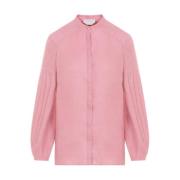 Rosa Linbluse Koreansk Krage