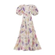 Blomsterhage Chiffon Midi Kjole