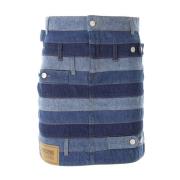 Multifarget Patchwork Denim Miniskjørt