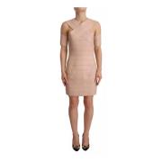 Beige Skinn Sheath Mini Kjole