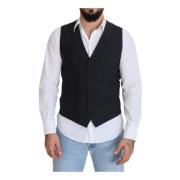 Klassisk Svart Ull Stretch Vest