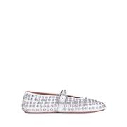 Hvite Rhinestone Ballerina Flats