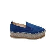 Denim Espadrilles med Jute Platåsåle