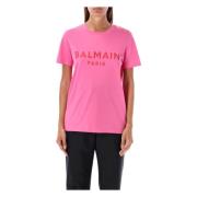 Flocked Paris T-Shirt Fucsia Rose