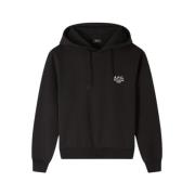 Svart Brodert Logo Hoodie