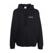 Svart Hvit Tempera Cross Over Hoodie