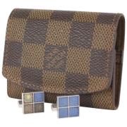 Pre-owned Brunt lerret Louis Vuitton lommebok