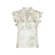 Blomsterbluse med rysjermer