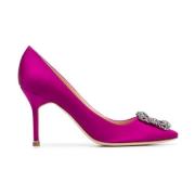 Mørk Rosa Satin Juvelspenne Pumps