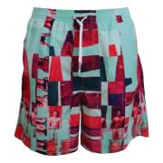 Trykte strandshorts for menn