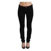 Sort Bomull Lav Midje Slim Fit Denim Jeans